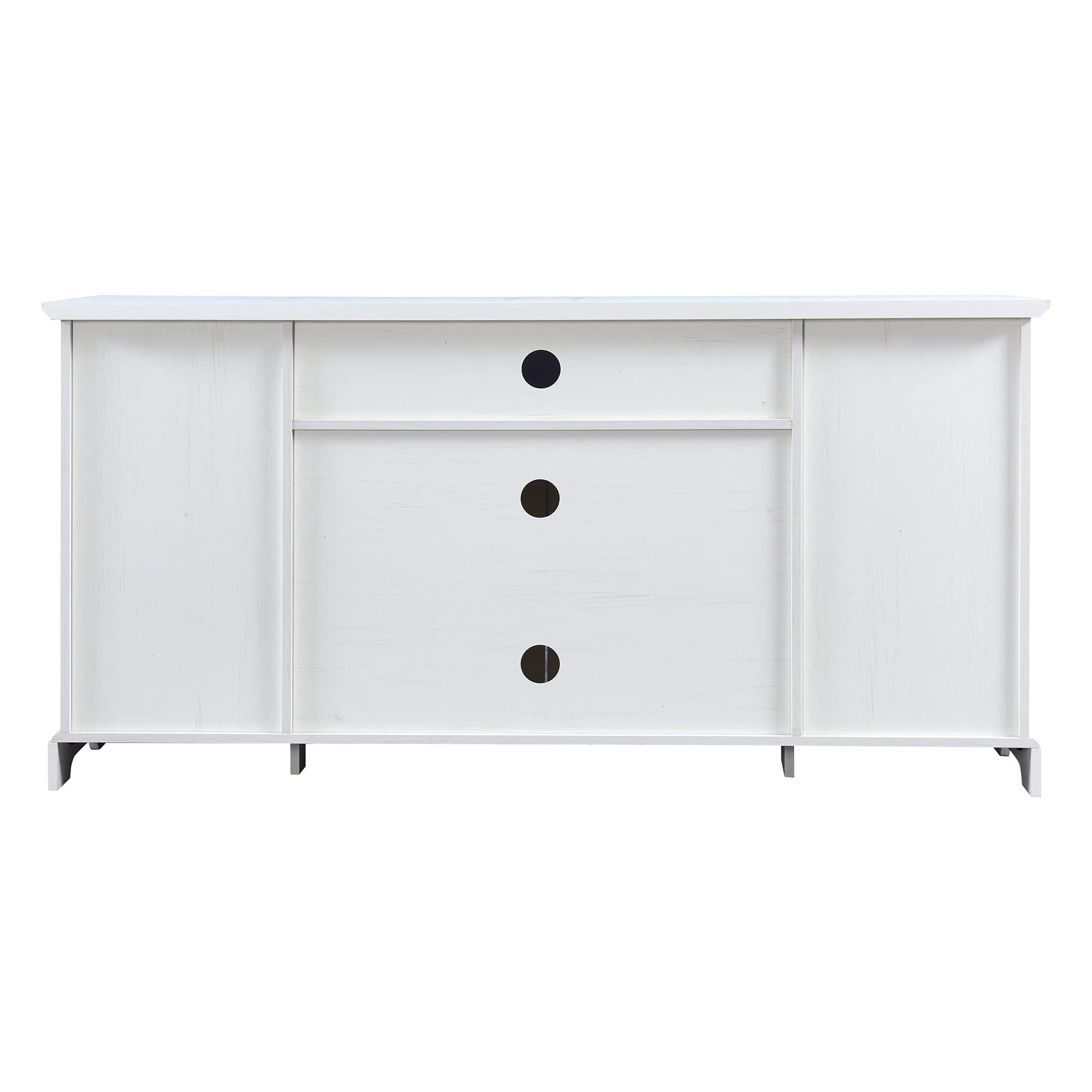 65 Inch TV Stand with 2 Tempered Glass Doors & Adjustable Shelves - Modern Wood Entertainment Center with Storage Cabinet for Living Room, Bedroom - Perfect for TV, Gaming Consoles & Media Storage (White)