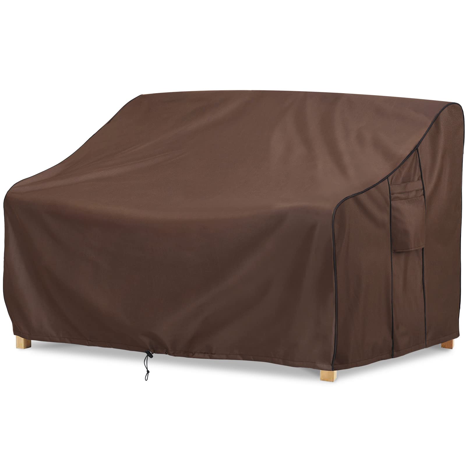 BRIVIC Waterproof Outdoor Sofa Cover for Patio Furniture - Fits 62W x 38D x 35H Inches, UV Resistant & All-Weather Protection - Brown - Perfect for Loveseats, Garden Chairs & Backyard Furniture