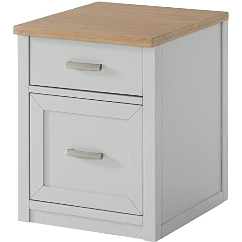 Riverside Furniture Osborne Wood Mobile File Cabinet in Timeless Oak and Gray - Office Storage Solution for Home & Business Organization