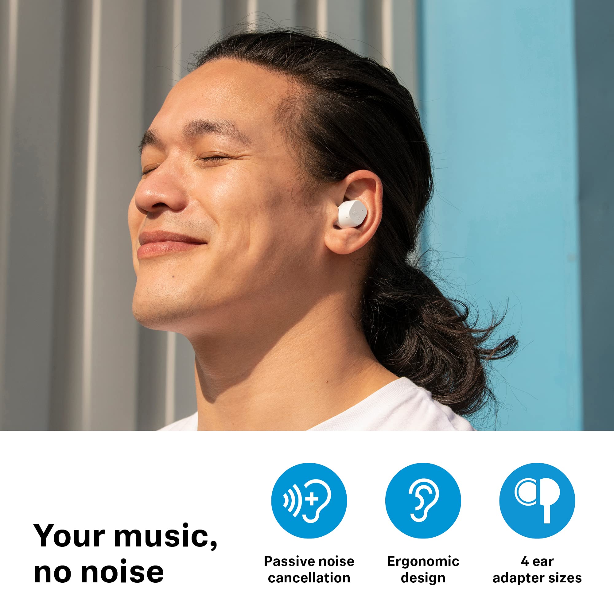 CX True Wireless Earbuds - White, Bluetooth 5.0, Stereo Sound, Noise Cancelling for Gym, Running & Travel