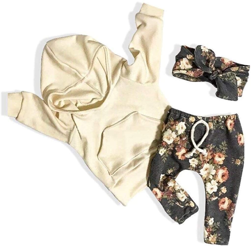 Adorable Baby Girl Outfit Set - Soft Long Sleeve Sweatshirt & Floral Print Pants | Toddler Fall Clothes for Playdates, Family Photos & Seasonal Comfort