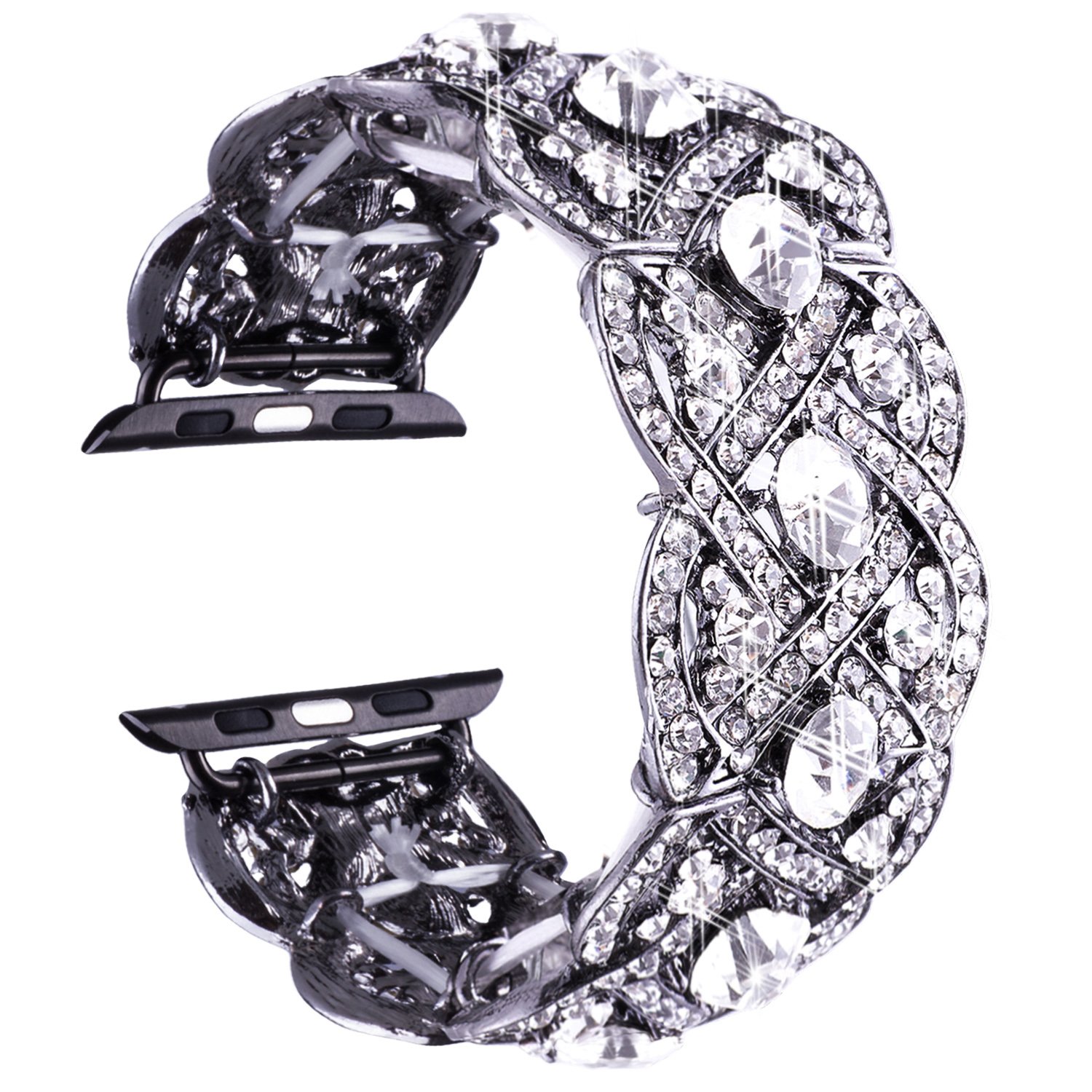 VIQIV Bling Bands Compatible with Apple Watch Ultra/Series SE/8/7/6/5/4/3/2/1 - 38mm 40mm 41mm 42mm 44mm 45mm 49mm Diamond Rhinestone Stainless Steel Metal Bracelet Strap for Women - Perfect for Parties, Weddings & Everyday Fashion Accessories