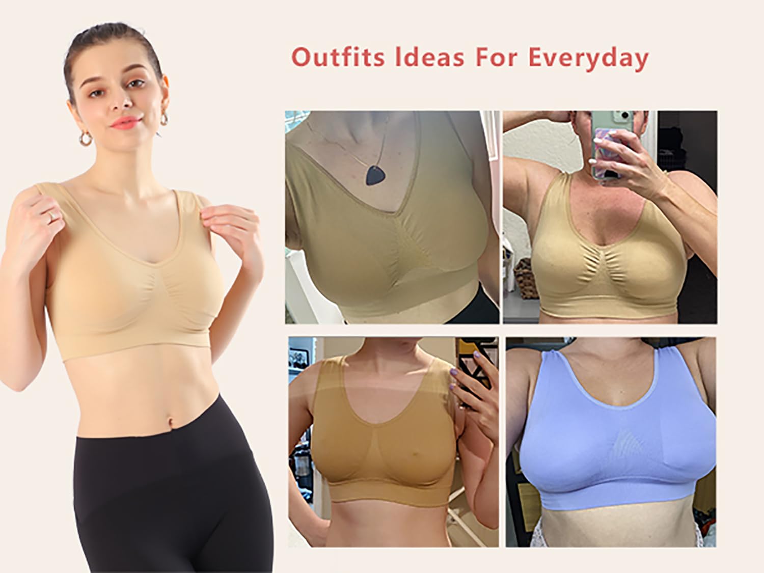 AKAMC Women's Wireless Sports Bra - Post Surgery Support Bra for Yoga, Running & Gym Workouts - Comfortable Activewear for Fitness & Recovery
