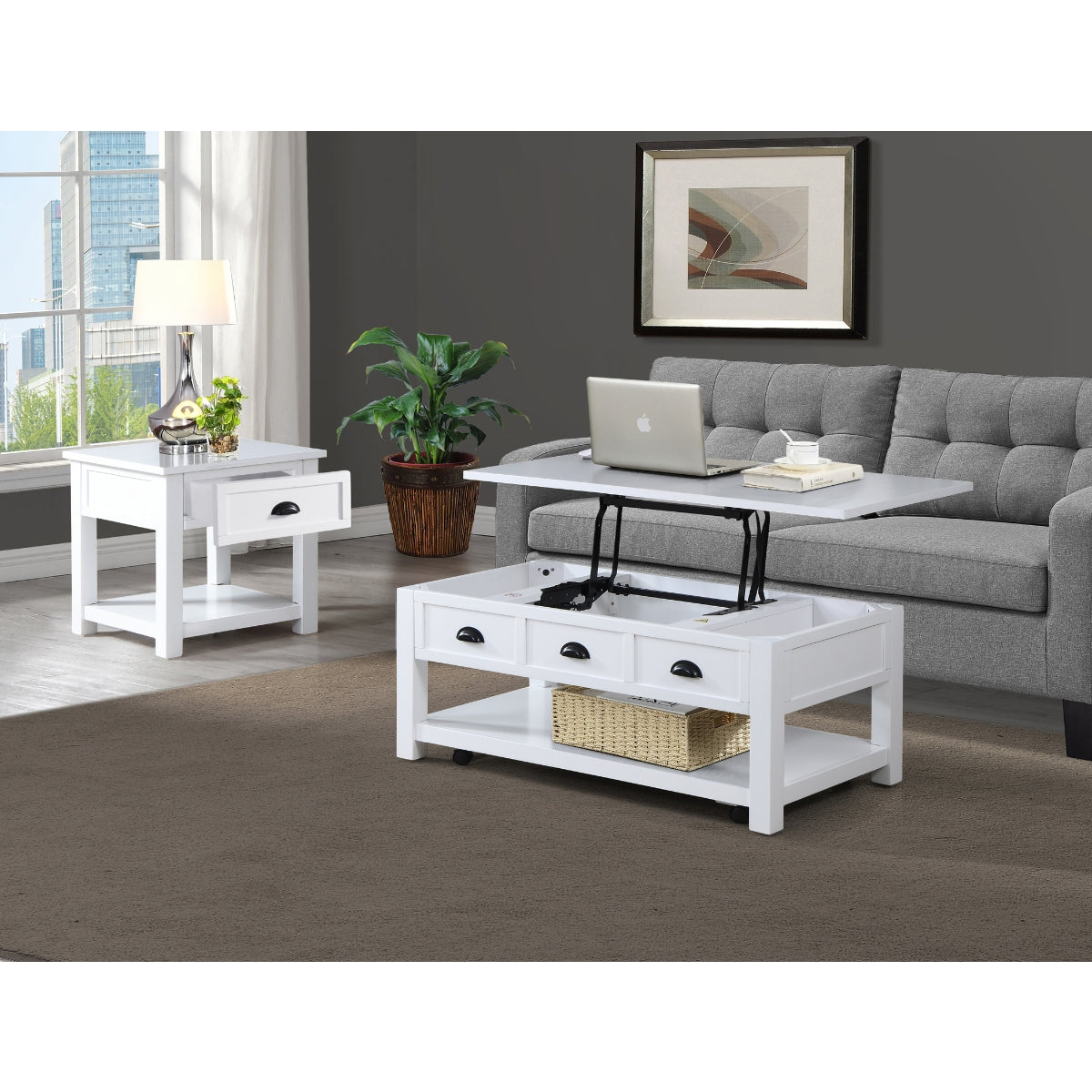 Champlain Lift Top Coffee Table with Storage - Modern Lift-Top Design with Hidden Storage Compartment for Living Room, Office, or Small Spaces