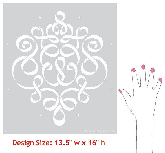Damask Ribbon Furniture Stencil - Reusable DIY Painting Template for Wood, Walls & Fabric - Perfect for Home Decor, Crafts & Upcycling Projects