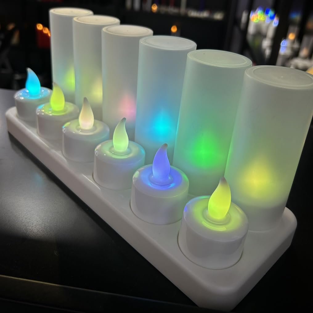 YASENN LED Tealight Candles 12 Pack - 7 Color Changing, Rechargeable for Home Decor