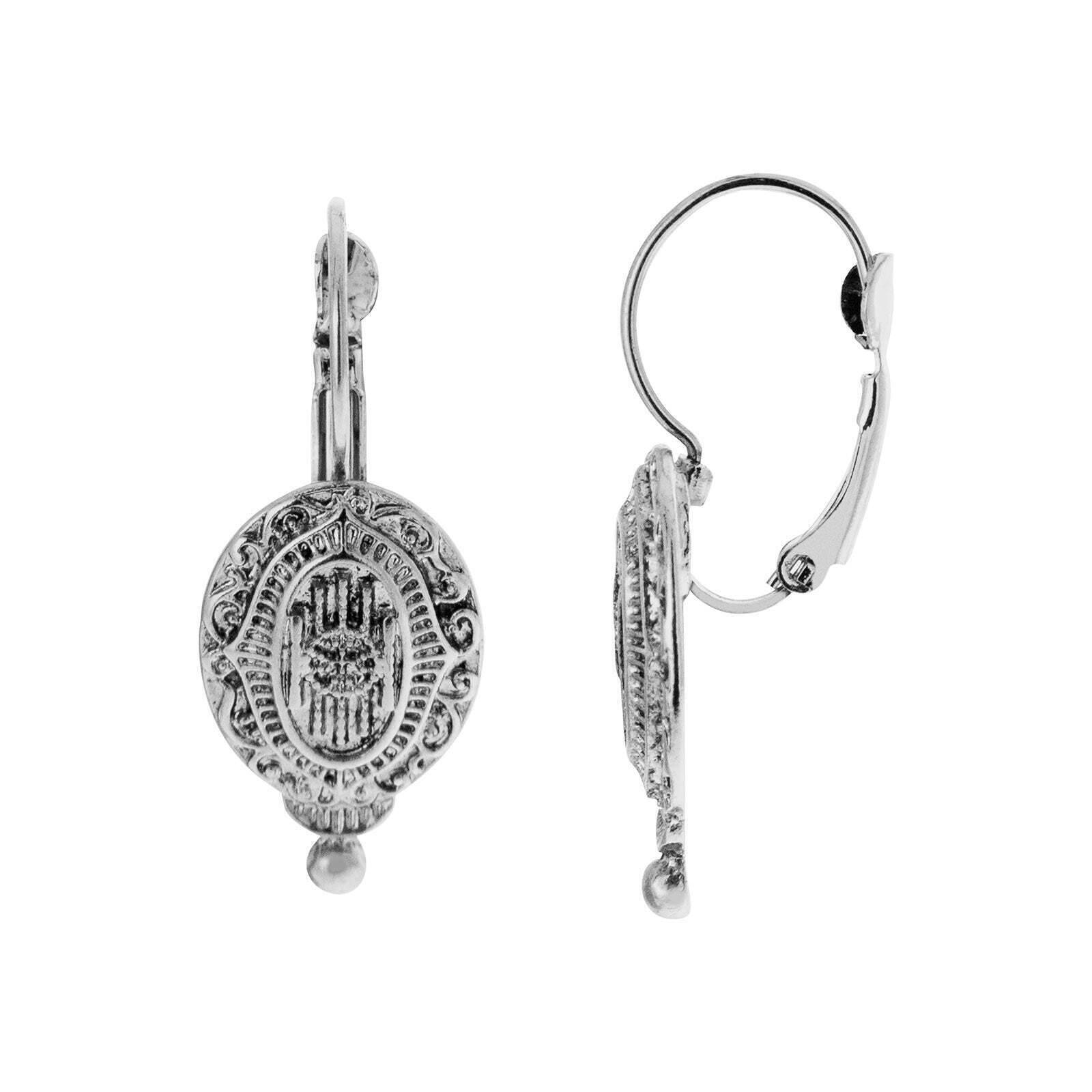 1928 Jewelry Baroque Insignia Oval Drop Earrings - Vintage Style Dangle Earrings for Women - Perfect for Weddings, Parties & Special Occasions