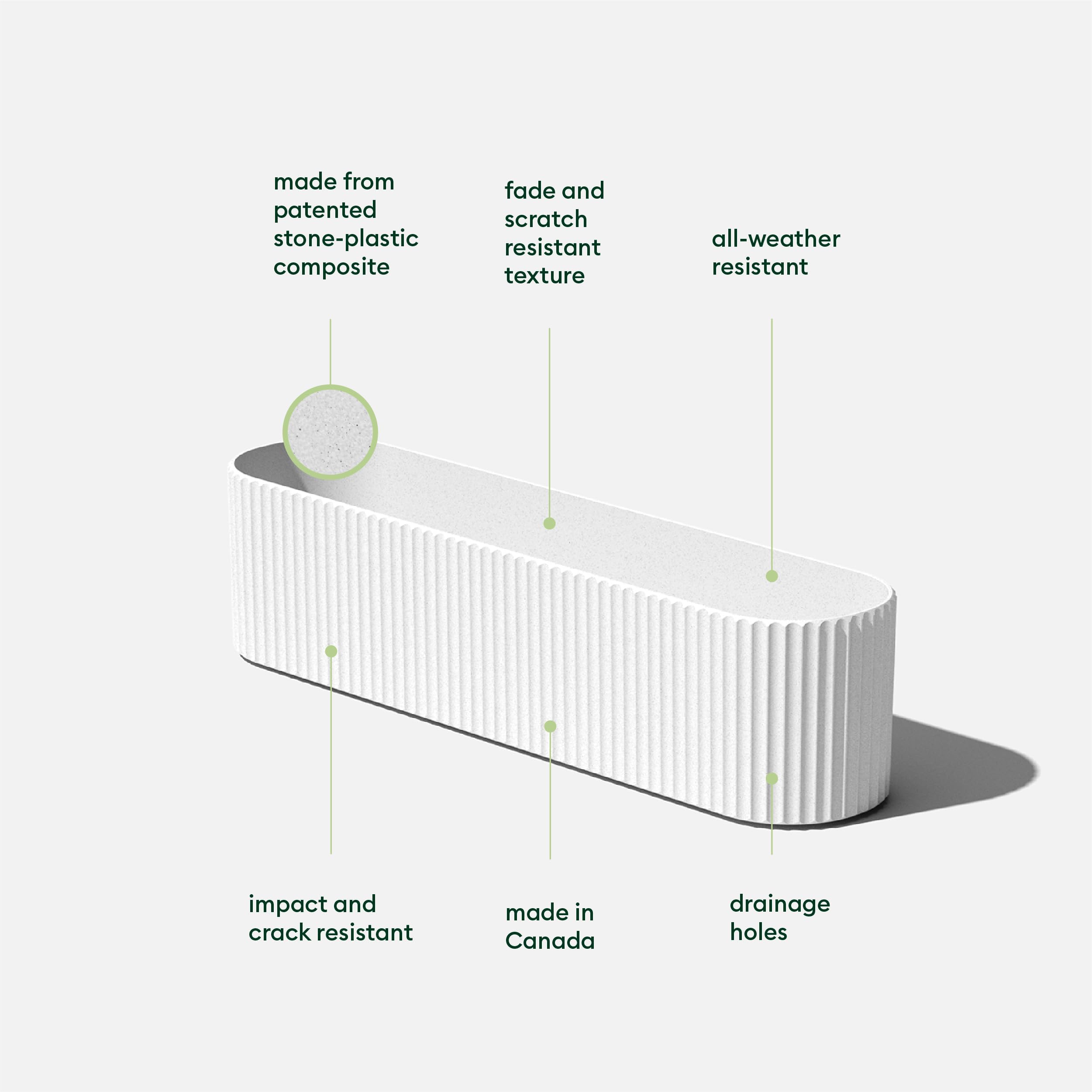 Veradek Demi Series Window Box Planter - 24 Inch Long Outdoor Planter Box for Windowsill, Balcony, Railing | Durable Crack-Resistant Plastic & Concrete Material | Modern Flower Pot for Herbs, Succulents, Flowers | Perfect for Home, Apartment, and Garden Decor