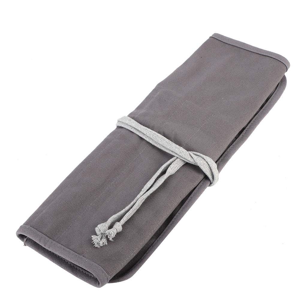 22-Slot Paint Brush Holder Roll-Up Bag - Organizer for Acrylic, Oil, Watercolor & Gouache Brushes - Portable Artist Storage with Gray Canvas (Perfect for Studio, Travel & Outdoor Painting)