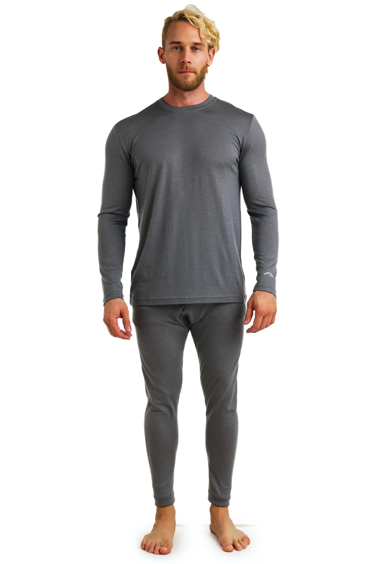 Men's Merino Wool Thermal Underwear Set - 165 Perfect Grey - Base Layer for Winter, Skiing & Outdoor Activities
