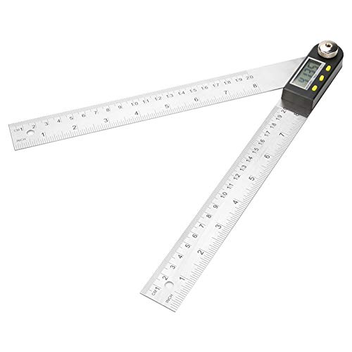 10-390mm Stainless Steel Digital Angle Finder - Electronic Protractor Goniometer with LCD Display for Woodworking, Construction & DIY Projects - Precision Miter Gauge Ruler for Carpentry, Metalworking and Engineering Measurements