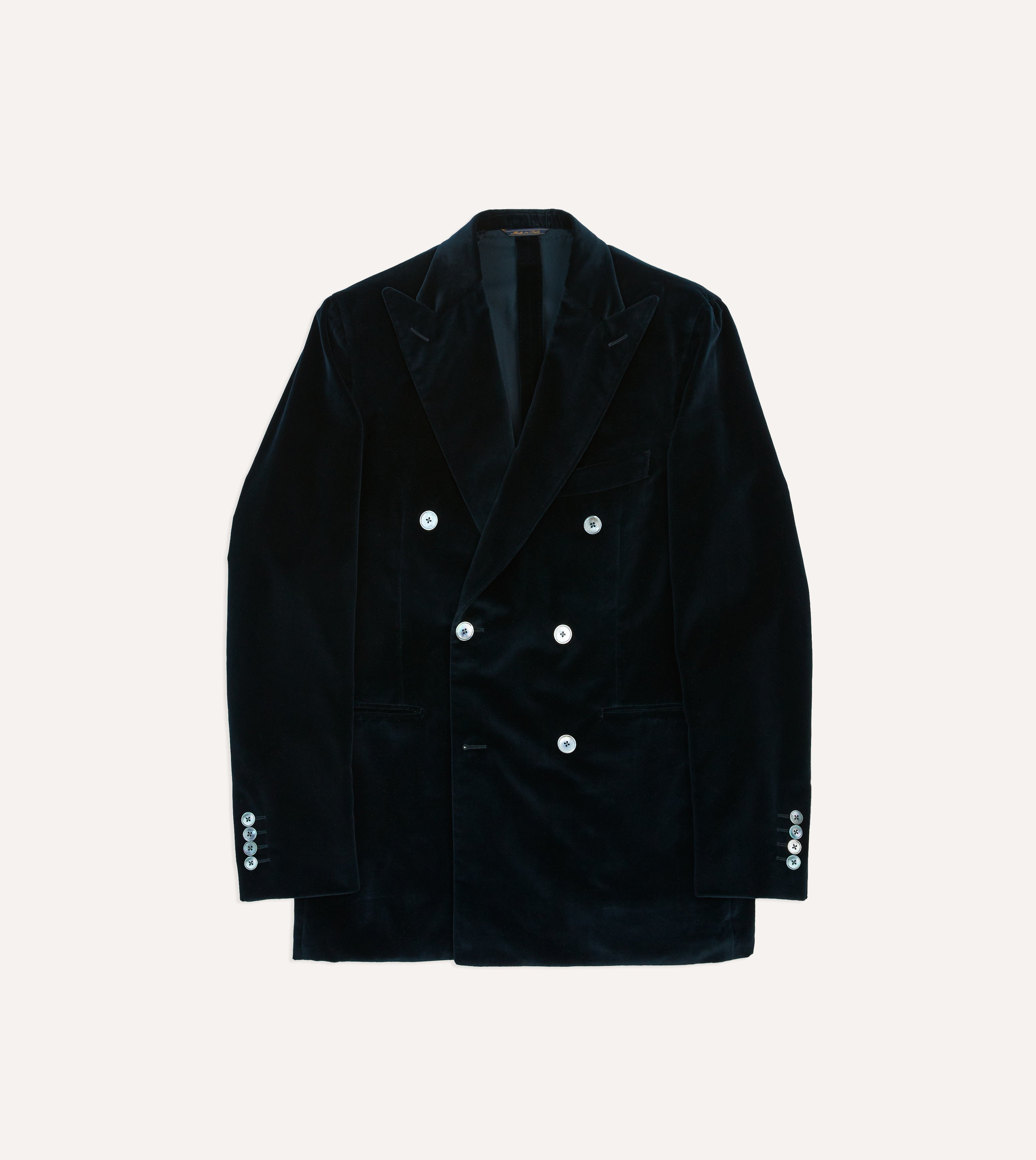Navy Blue Velvet Double Breasted Tailored Blazer for Women - Elegant Formal Jacket for Office Wear, Evening Events & Special Occasions