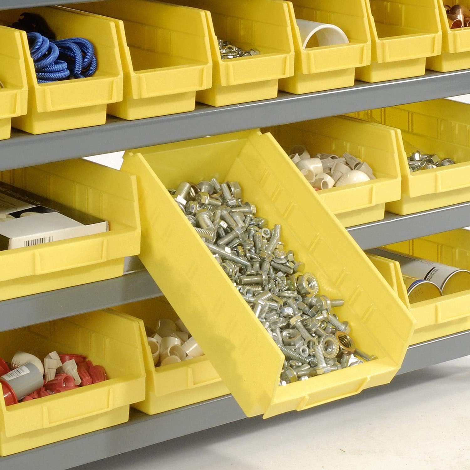 Global Industrial 7-Shelf Steel Storage Rack with 36 Plastic Bins (4