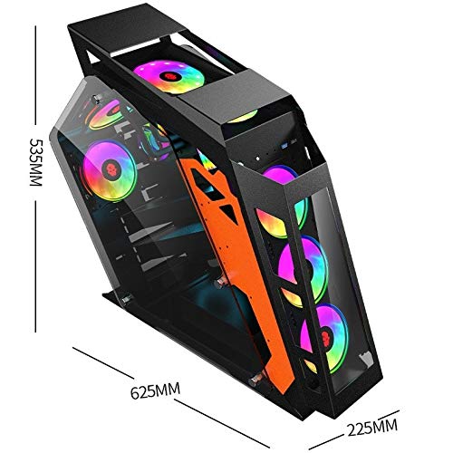 YHMC HDZY ATKK Gaming PC Case - High Performance Computer Main Case for Internet Cafes & Home Gaming (Big Coffee Black Orange) | Perfect for Esports, Streaming & Multi-Tasking