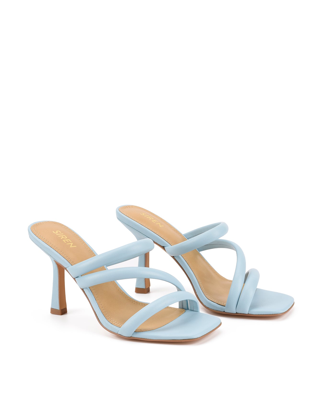 Spence Women's Heeled Sandals - Pale Blue Leather Dress Shoes for Summer Weddings & Evening Events