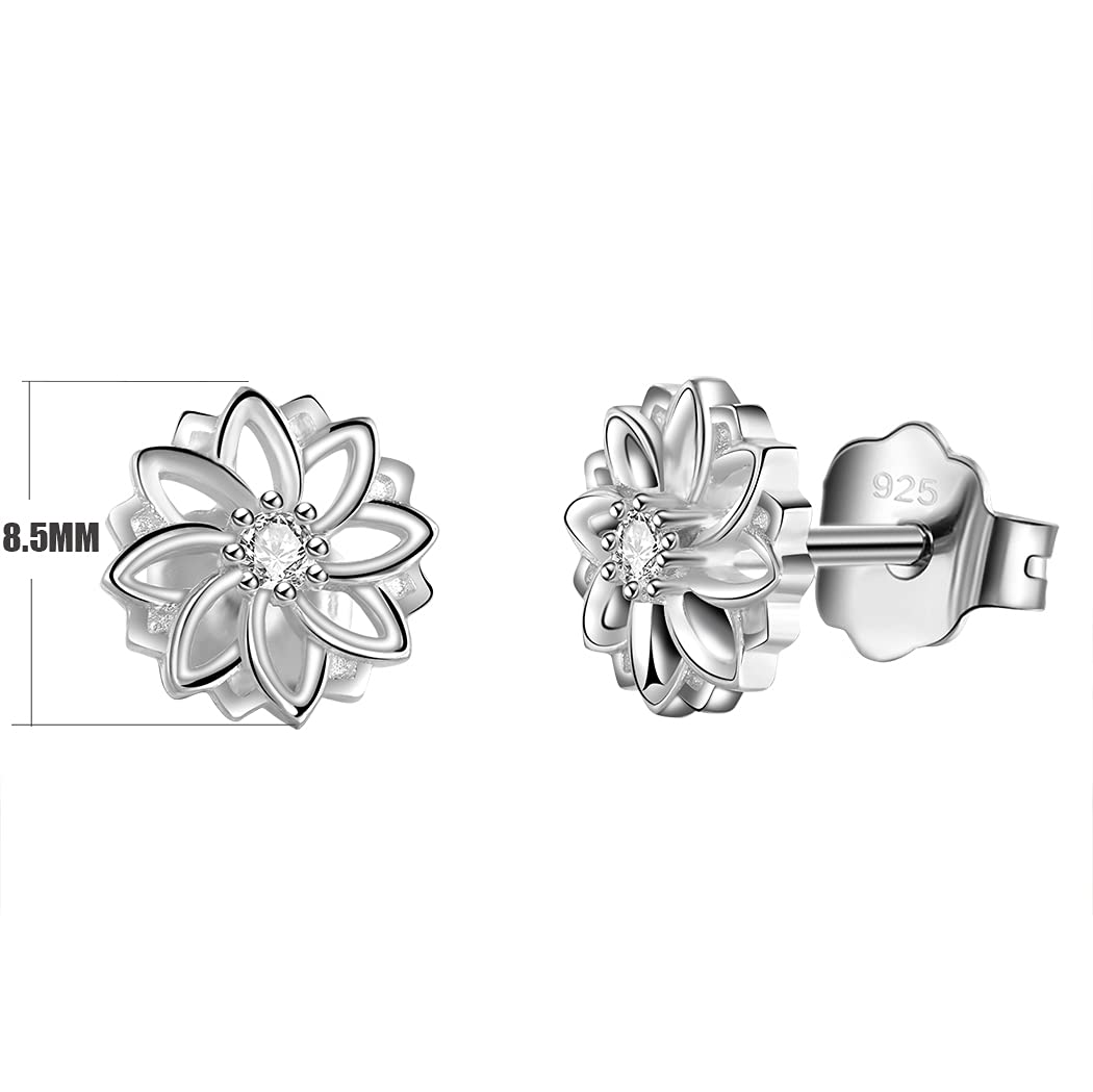 18K Gold Plated 925 Sterling Silver Lotus Flower Stud Earrings for Women - Yoga, Meditation, Boho Jewelry Gift for Her