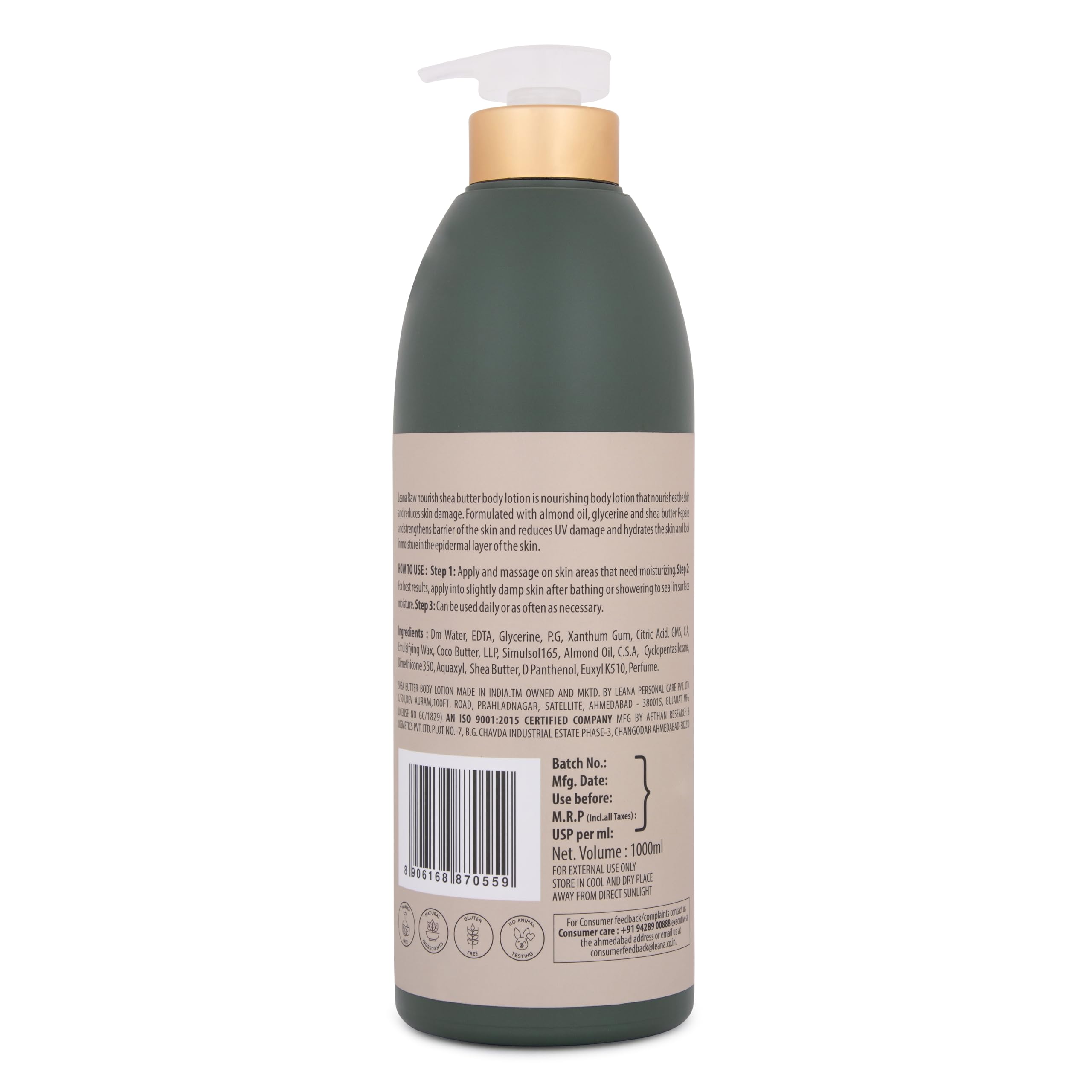 Le'ana Raw Nourish Shea Butter Daily Body Lotion - 1000ml | Ultra Hydrating & Moisturizing for Dry Skin | Perfect for Daily Use, After Shower & Winter Care