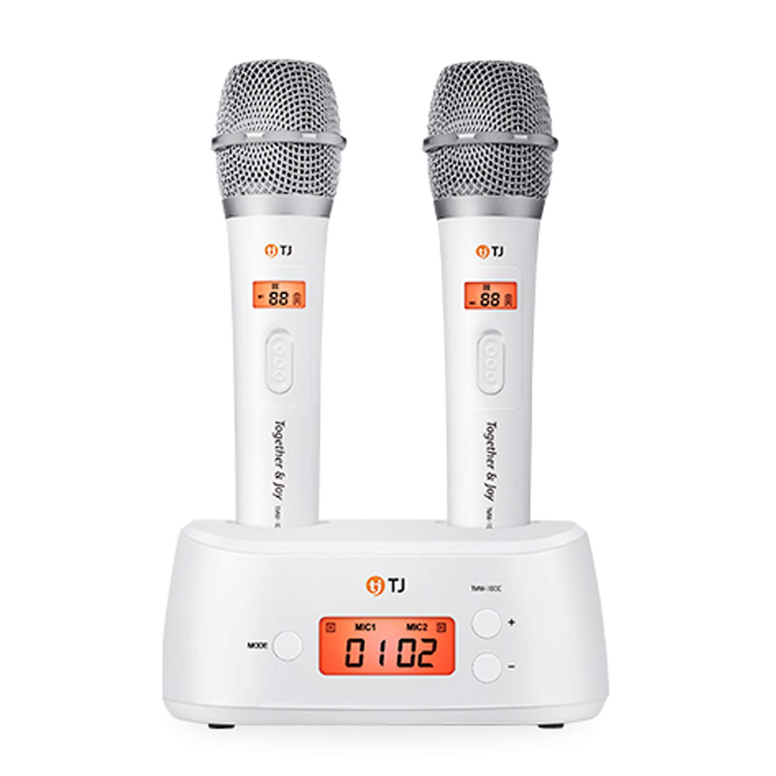 Professional Wireless Microphone Set (2 Pack) - Crystal Clear Sound, White | Perfect for Karaoke, Public Speaking, and Live Performances
