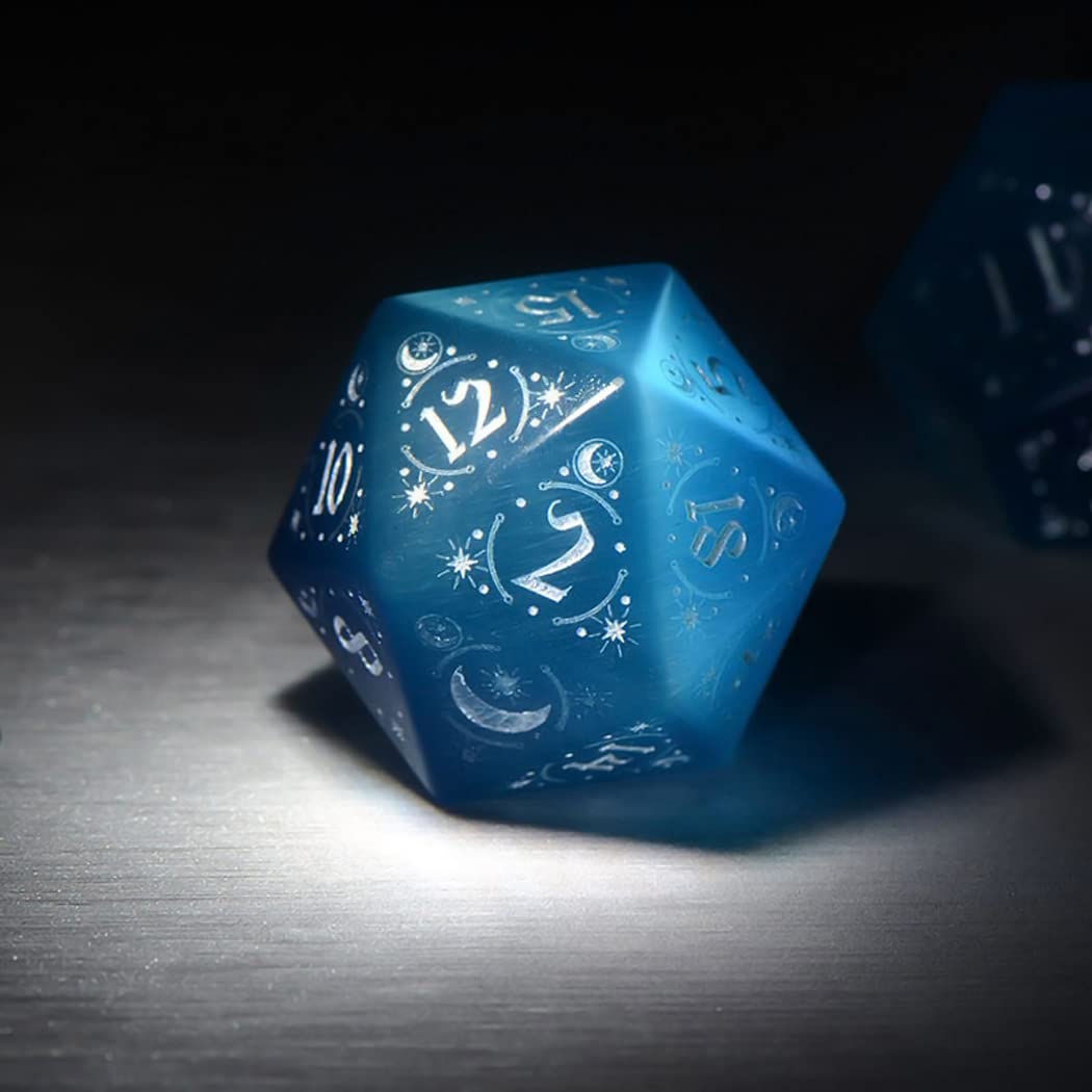 Premium Aqua Blue Opal D&D Dice Set - 7-Piece Polyhedral RPG Dice for Dungeons & Dragons, Pathfinder, TRPG Tabletop Games - Perfect for Adventurers, GMs & Fantasy Role-Playing Enthusiasts