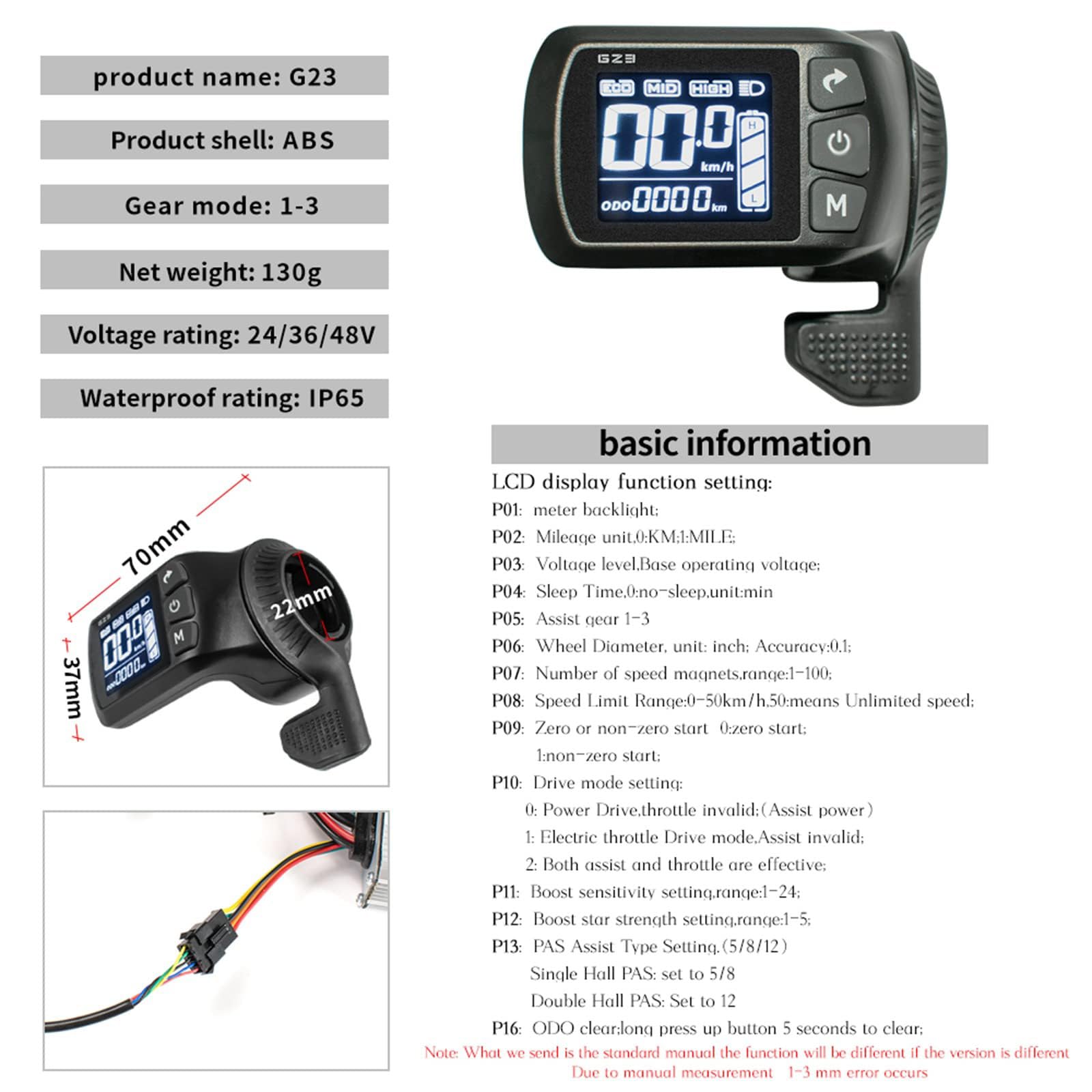 24V 36V 48V 500W 25A Brushless Motor Controller Kit with LCD Display for Electric Bikes & Scooters - BLDC Speed Controller for Commuting, Leisure Riding & Off-Road Adventures
