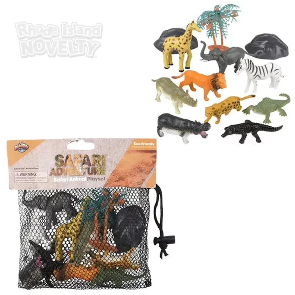 12-Piece Safari Animal Mesh Bag Play Set for Kids - Jungle Themed Pretend Play, Outdoor Adventures & Learning Fun