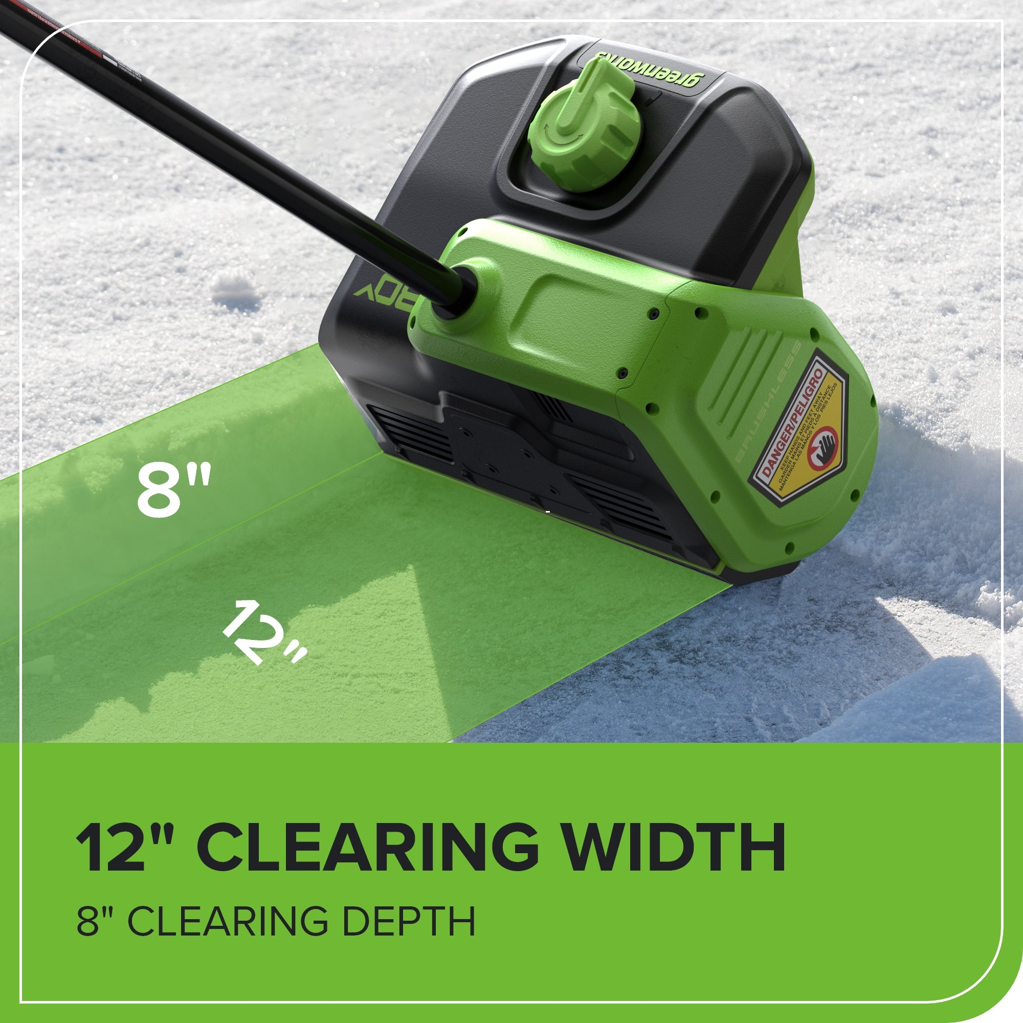 Renewed 80V 12 Cordless Battery LED Snow Shovel with Directional Vanes - Includes 4.0Ah Battery & Charger - Perfect for Driveways, Sidewalks & Winter Storm Cleanup