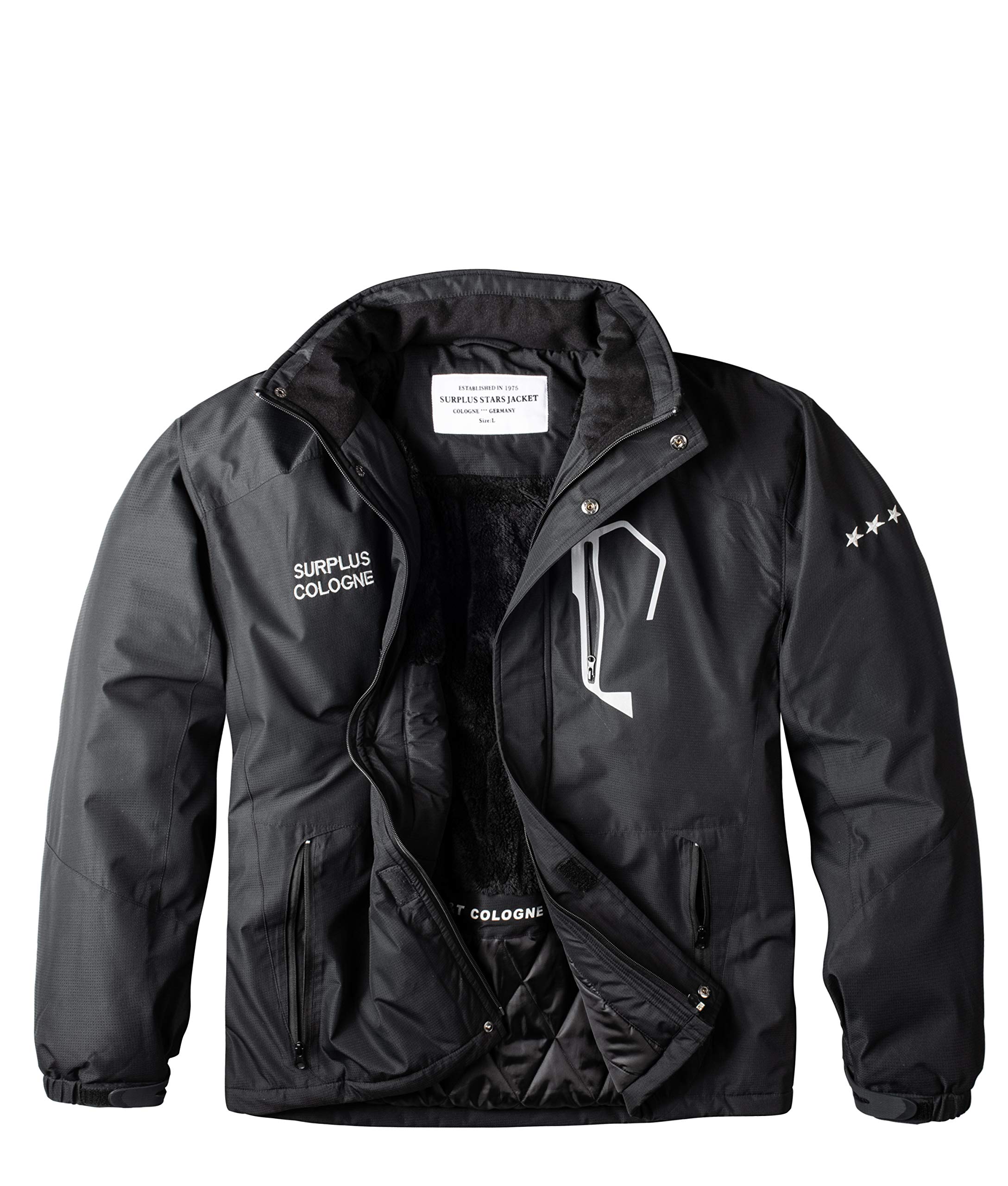 Men's Black Stars Jacket - Vintage Surplus Style for Outdoor Adventures & Casual Wear