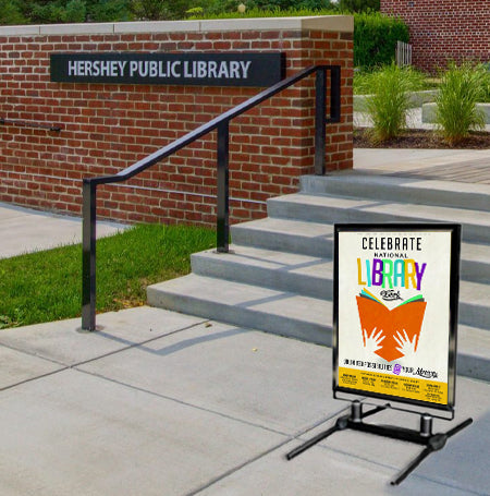 22x28 Heavy Duty Top Loading Outdoor Wind Proof Curb Sign Stand - Adjustable Legs for High Wind Resistance - Perfect for Business Advertising, Real Estate Signs, Yard Sales & Event Promotions