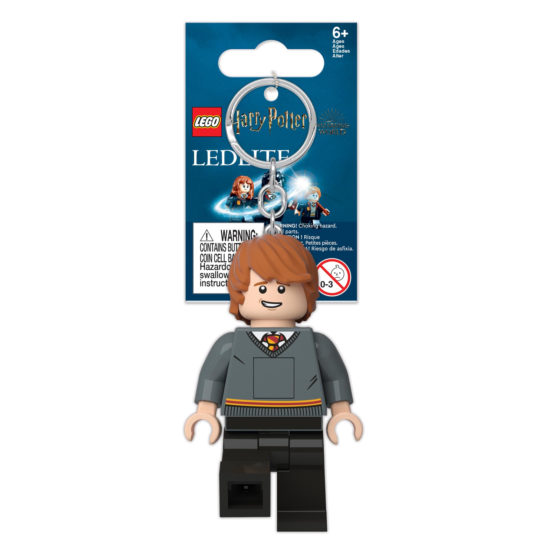 LEGO Harry Potter Ron Weasley 3-Inch Tall Keychain Light with LED - Official Collectible Keyring for Backpacks, Gifts, and Harry Potter Fans (KE200) - Perfect for Cosplay, Home Decor, and Potterhead Collections