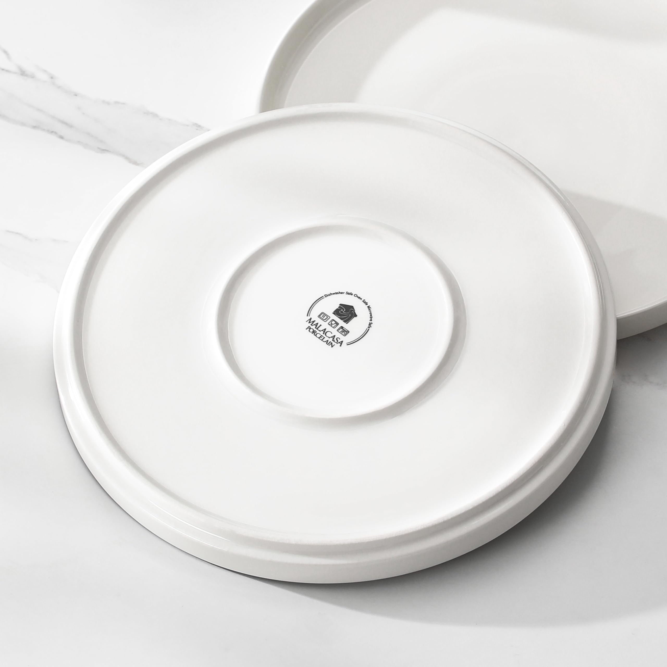 MALACASA 24-Piece Porcelain Dinnerware Set for 6 - Premium White Dish Set with Serving Plates & Bowls - Chip & Scratch Resistant - Modern Kitchen & Dining Ware (Series LEAH) - Perfect for Family Dinners, Entertaining Guests & Restaurant-Style Serving