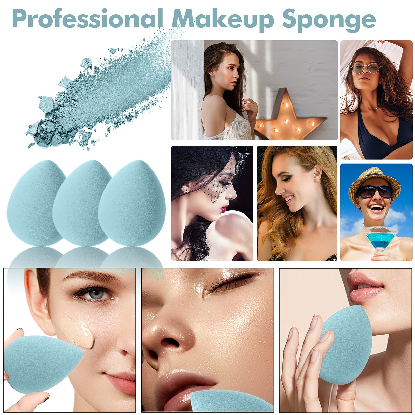 8 PCS Makeup Sponge Set - Latex-Free Vegan Beauty Blenders for Foundation, Powder & Cream | Professional Cosmetic Sponges for Flawless Makeup Application | Perfect for Daily Use, Travel & Professional Makeup Artists