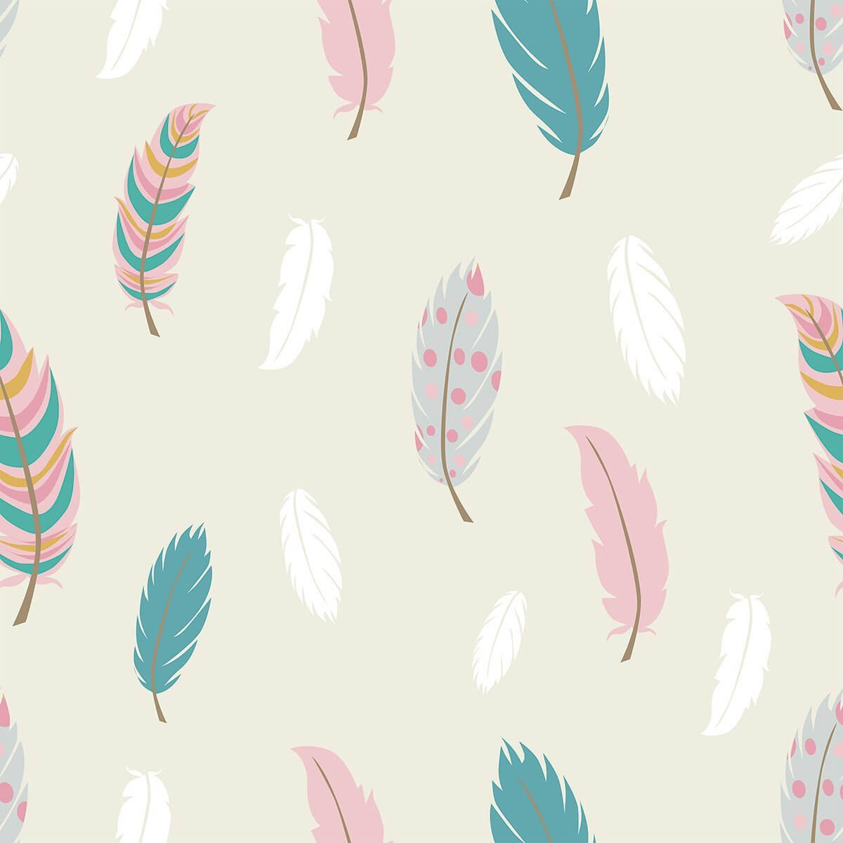Cream and Teal Animal Print Baby Nursery Removable Wallpaper - Self-Adhesive Peel & Stick Wall Decor for Kids Room, Bedroom, Playroom