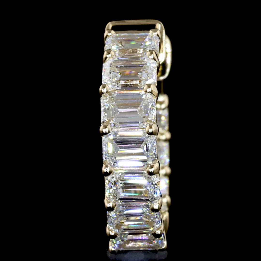 2.07 Carat Lab-Grown Emerald E VS Diamond 14K Yellow Gold Huggie Hoop Earrings for Women - Perfect for Weddings, Parties & Everyday Elegance