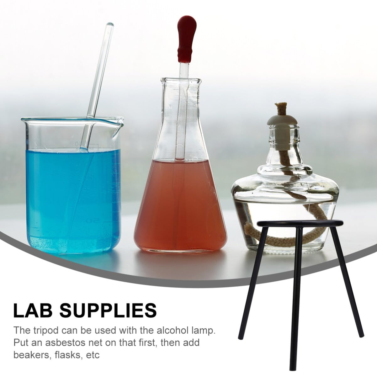 Lab Tripod Stand with Bunsen Burner - 2Pcs Heavy Duty Chemistry Lab Equipment for Science Experiments & Classroom Education | Perfect for Labs, Schools & STEM Learning