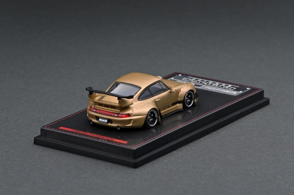 1:64 Scale Porsche 993 RWB Diecast Car Model - Matte Gold Finish | Collectible Toy Car for Display, Racing Enthusiasts & Car Show Decor