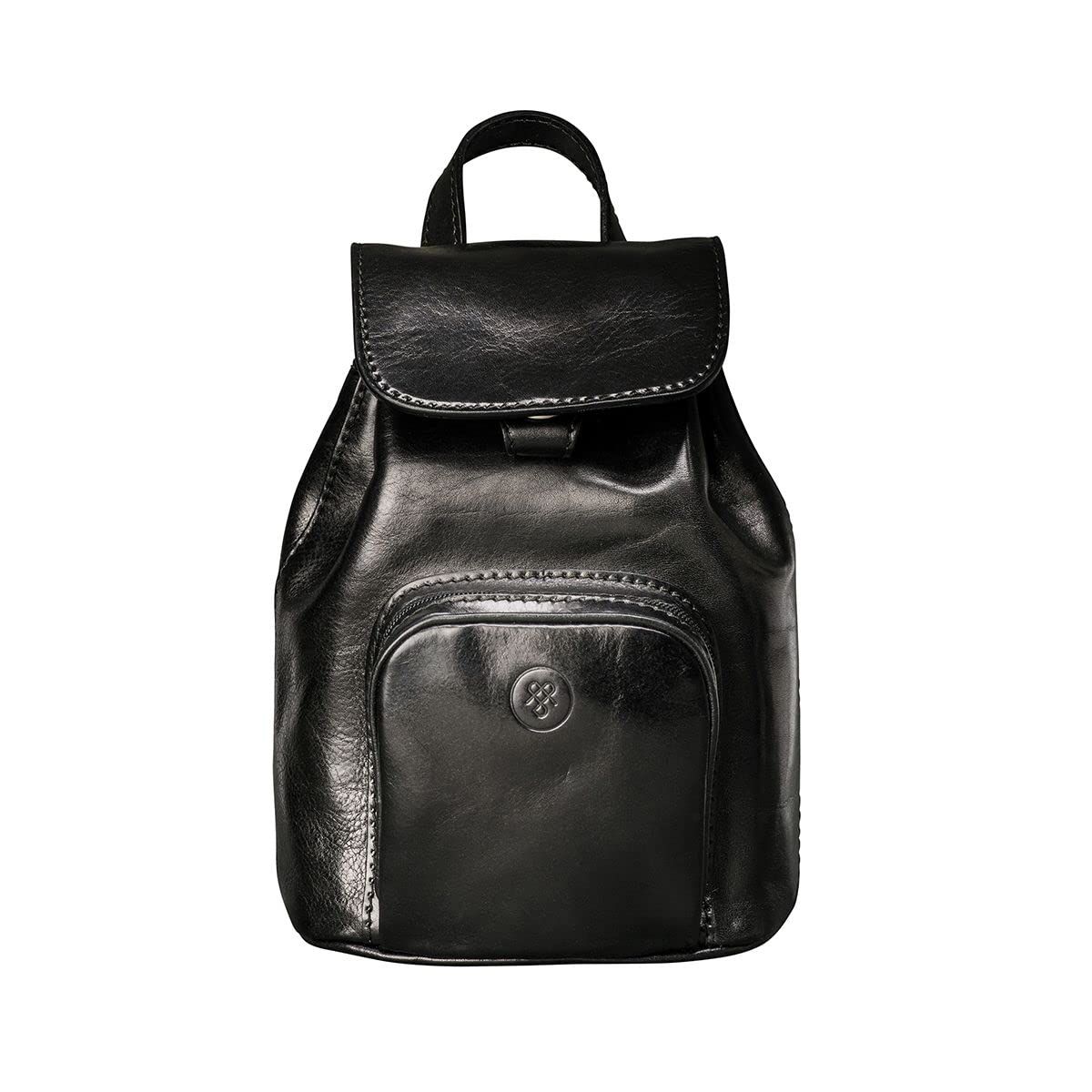 Maxwell Scott Women's Luxury Classic Italian Leather Small Rucksack Backpack - Handmade in Italy - The Popolo Black - Perfect for Travel, Work & Everyday Use