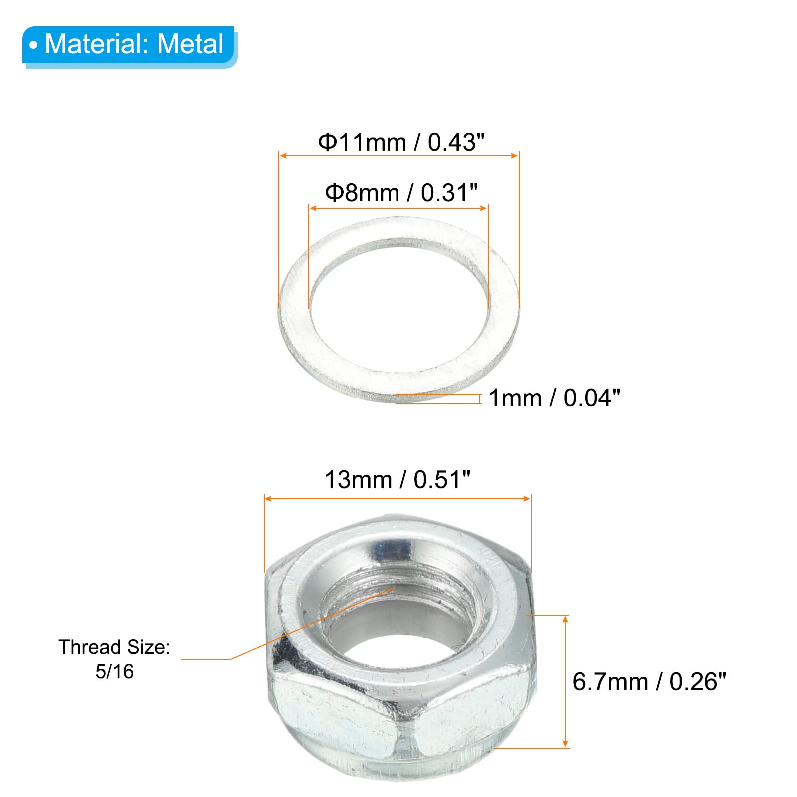 PATIKIL Skateboard Lock Nuts Set - Durable Truck Axle Washers & Spacer Hardware Repair Kit for Longboard, Cruiser & Skateboards | Perfect for Maintenance & DIY Skateboard Repairs