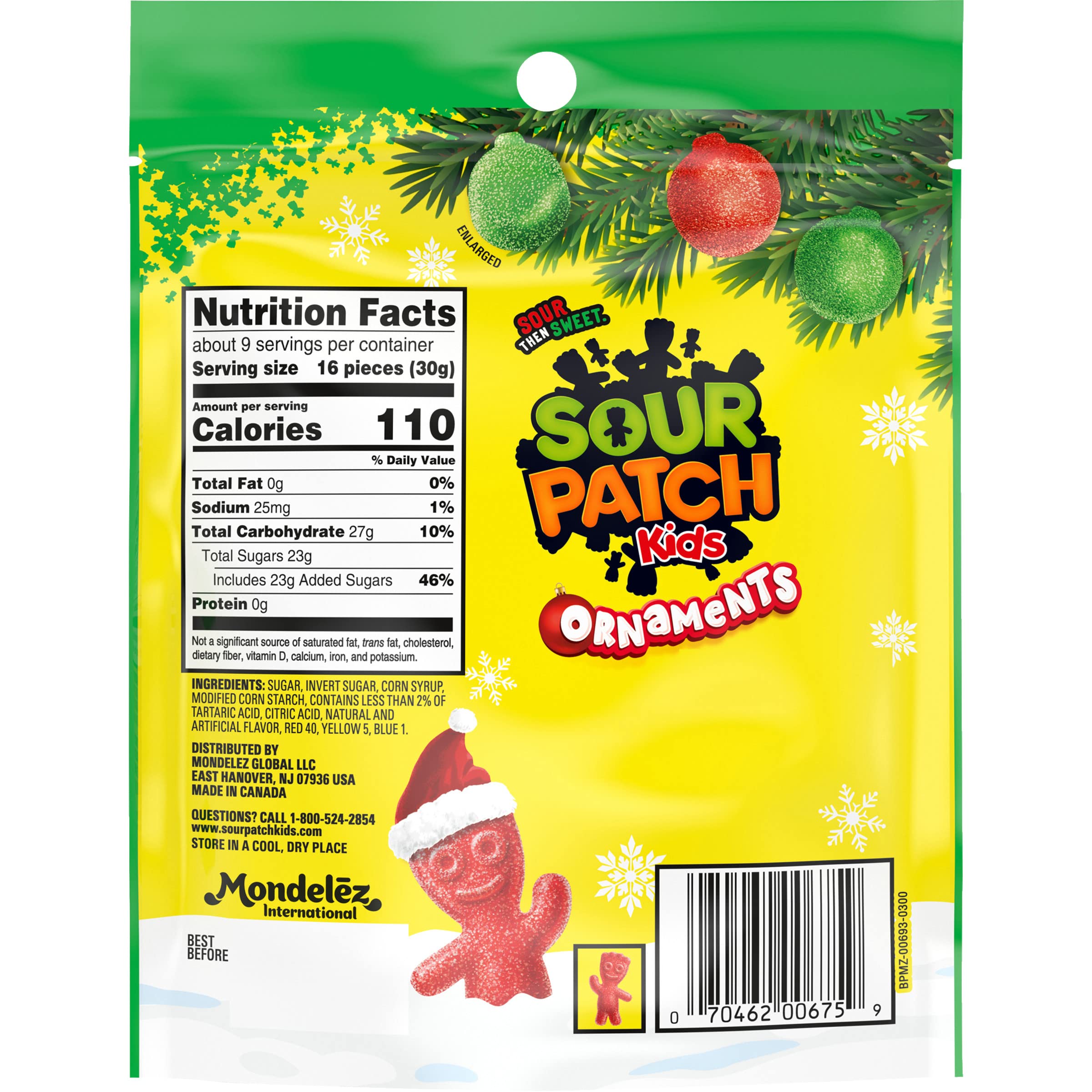 Sour Patch Kids Holiday Candy - Soft & Chewy Sour & Sweet Gummy Treats, 10 oz Bag - Perfect for Christmas Stocking Stuffers, Party Favors & Office Snacks