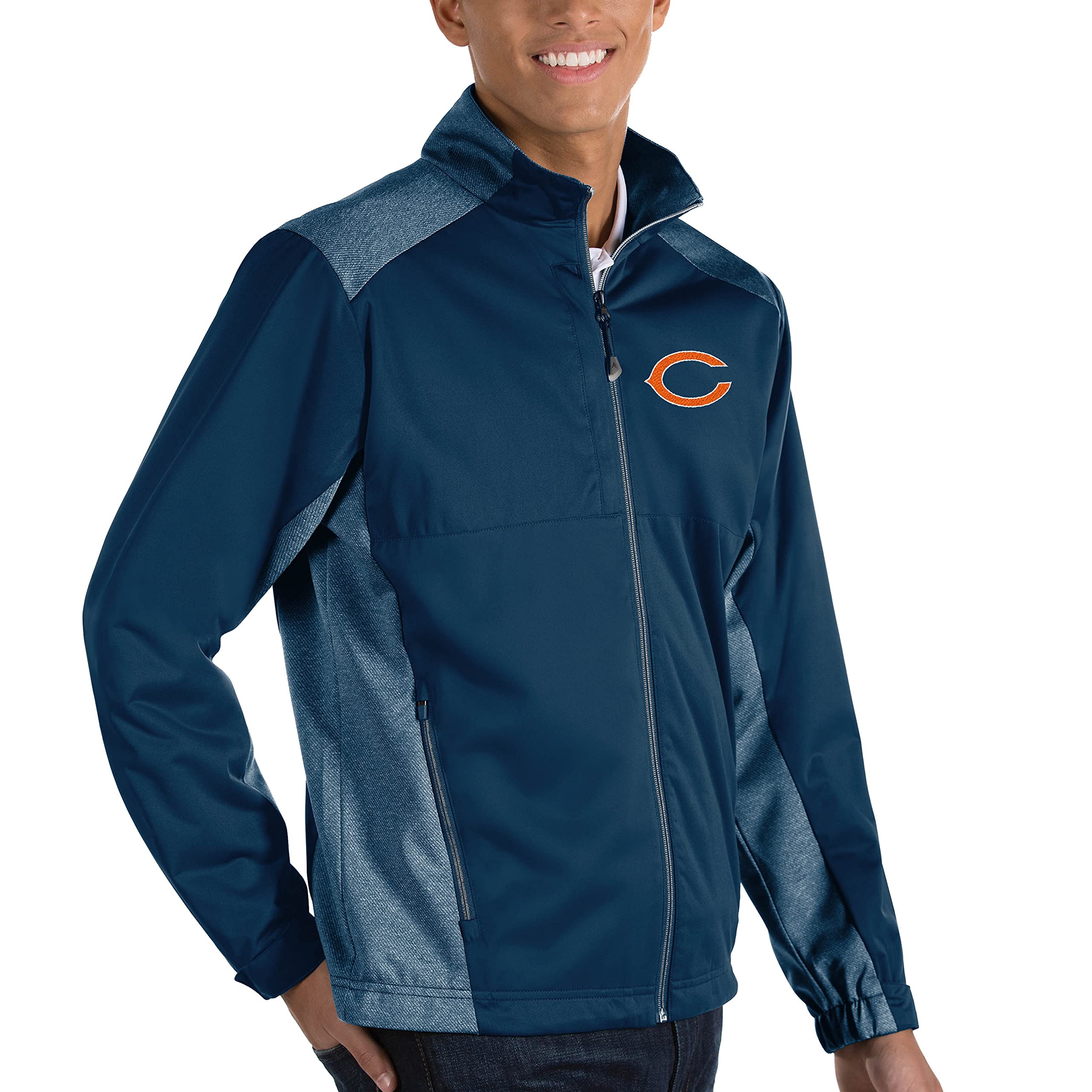 Antigua Men's NFL Big & Tall Bear Head Revolve Full-Zip Jacket - Windproof & Warm Football Outerwear for Game Day & Outdoor Activities