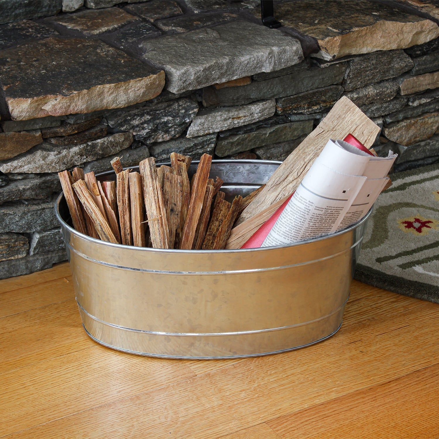 Achla Designs Galvanized Metal Tub 51M C 55 - Perfect for Farmhouse Decor, Garden Planters & Rustic Home Decorating