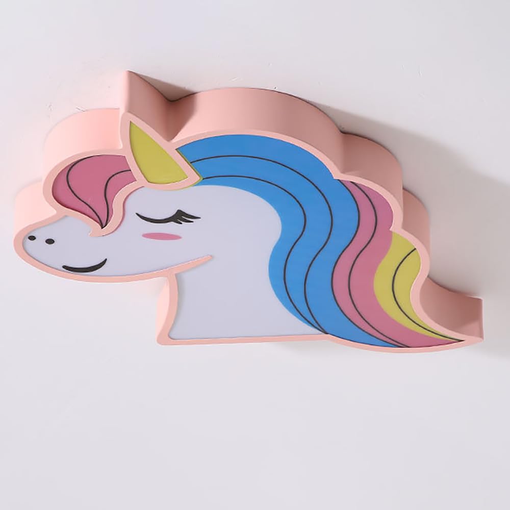 RUNNUP Unicorn Ceiling Light for Kids Bedroom - Pink Flush Mount LED Light with Remote Control & Stepless Dimming, Perfect for Girls & Boys Rooms, Amusement Parks, Kindergartens, and Cartoon-Themed Spaces | Dimmable Nursery Lighting Gift Idea