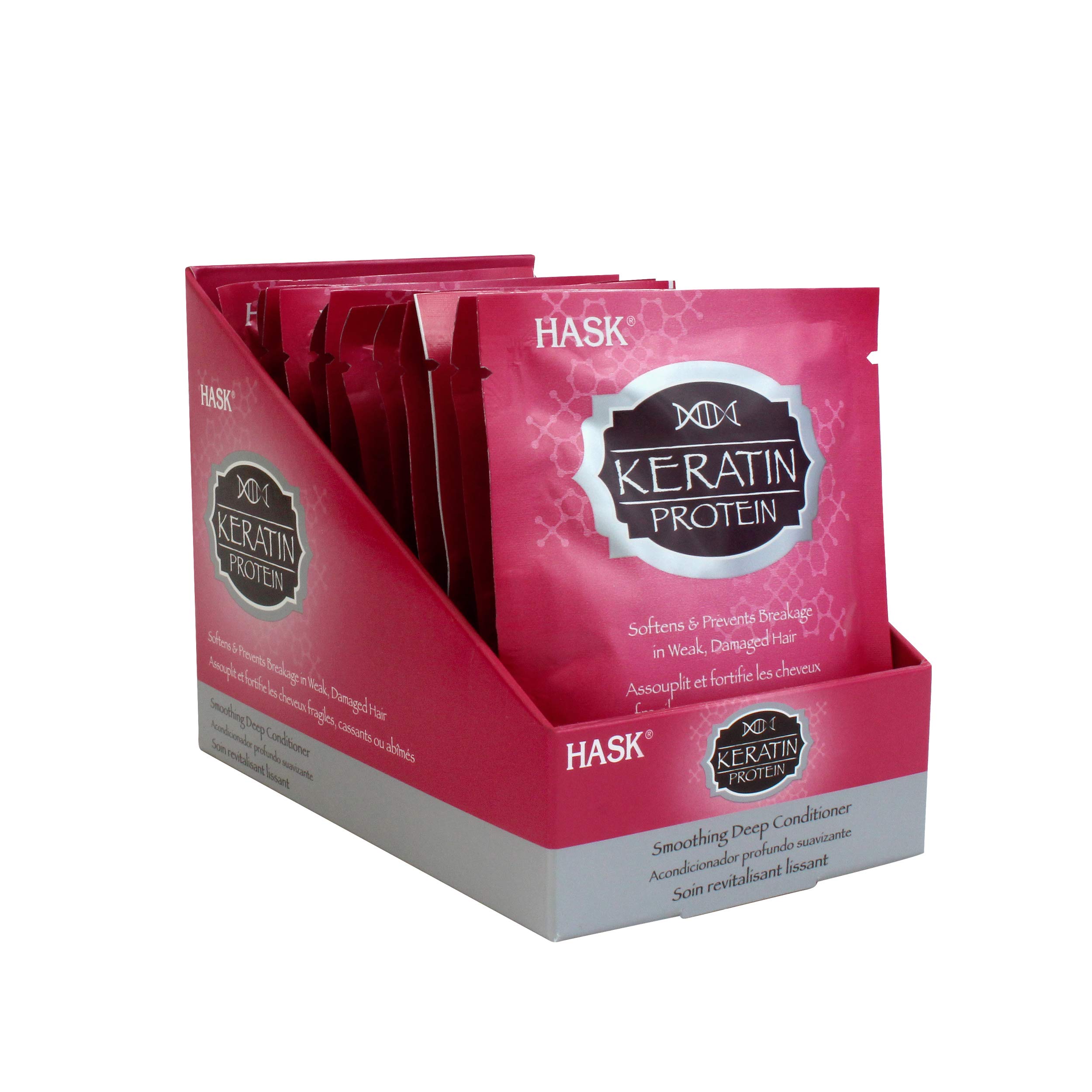 HASK Keratin Smoothing Deep Conditioner Treatment Pack of 12 - Sulfate Free, Paraben Free, Gluten Free for All Hair Types & Color Treated Hair | Salon Quality Hair Care for Dry, Damaged & Frizzy Hair at Home