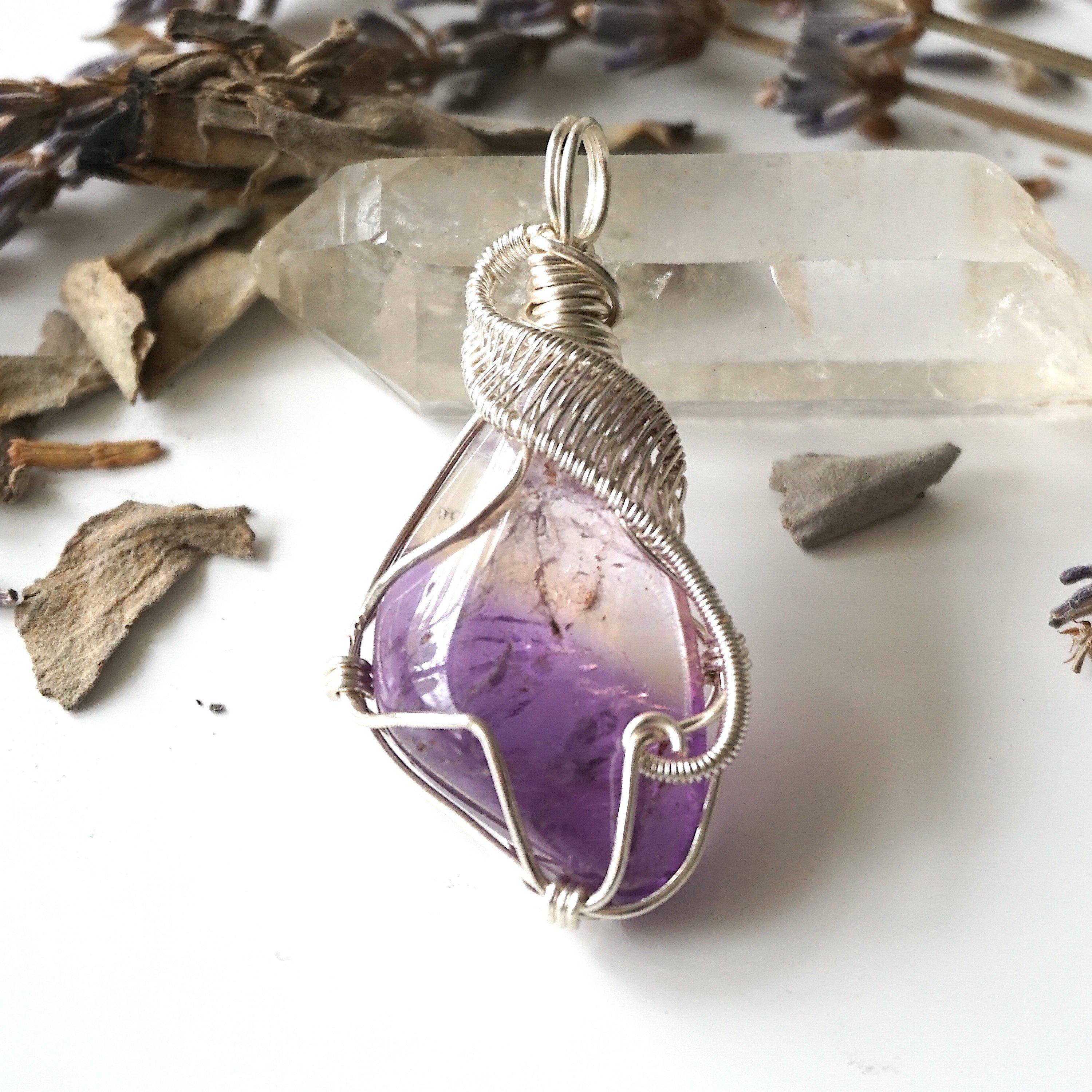 Natural Ametrine Pendant Necklace - Silver Plated Crystal Jewelry for Women - Perfect for Gifts, Meditation & Spiritual Healing