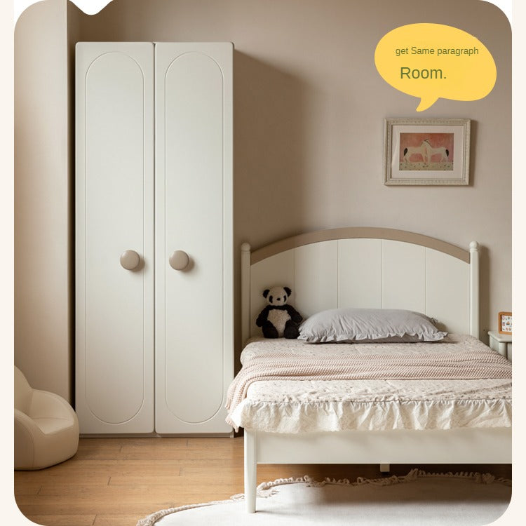 Pine Solid Wood White Cream Children's Wardrobe - Kids Bedroom Storage Organizer for Clothes, Toys & Books - Perfect for Nursery, Bedroom & Playroom Organization