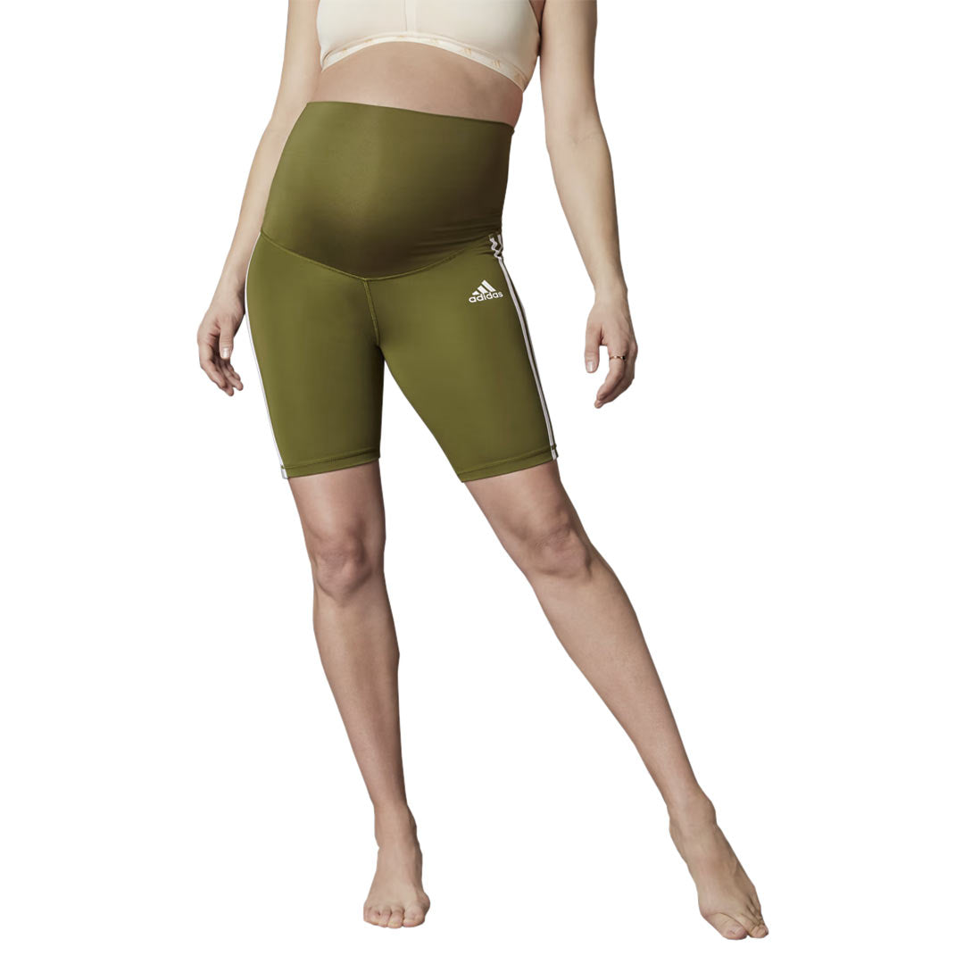Adidas Women's Positivity 3 Stripes Maternity Training Short Tights HS3626 - Comfortable Workout Leggings for Yoga, Gym & Pregnancy Exercises