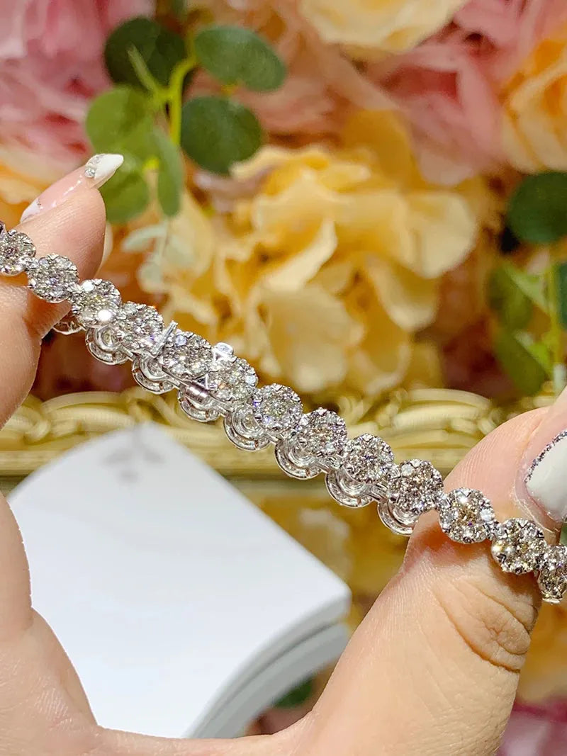 18K White Gold Diamond Bracelet for Women - 8.88 Carat Natural Round Cut Diamond Tennis Bracelet | Luxury Engagement Jewelry Gift for Anniversary, Valentine's Day & Special Occasions