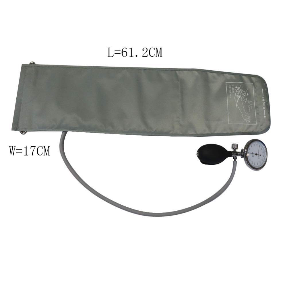 Manual Blood Pressure Monitor Cuff - Large Adult (32-43cm Arm Circumference) with Pressure Gauge & Inflation Bulb - Gray - Ideal for Home Health Monitoring & Medical Use