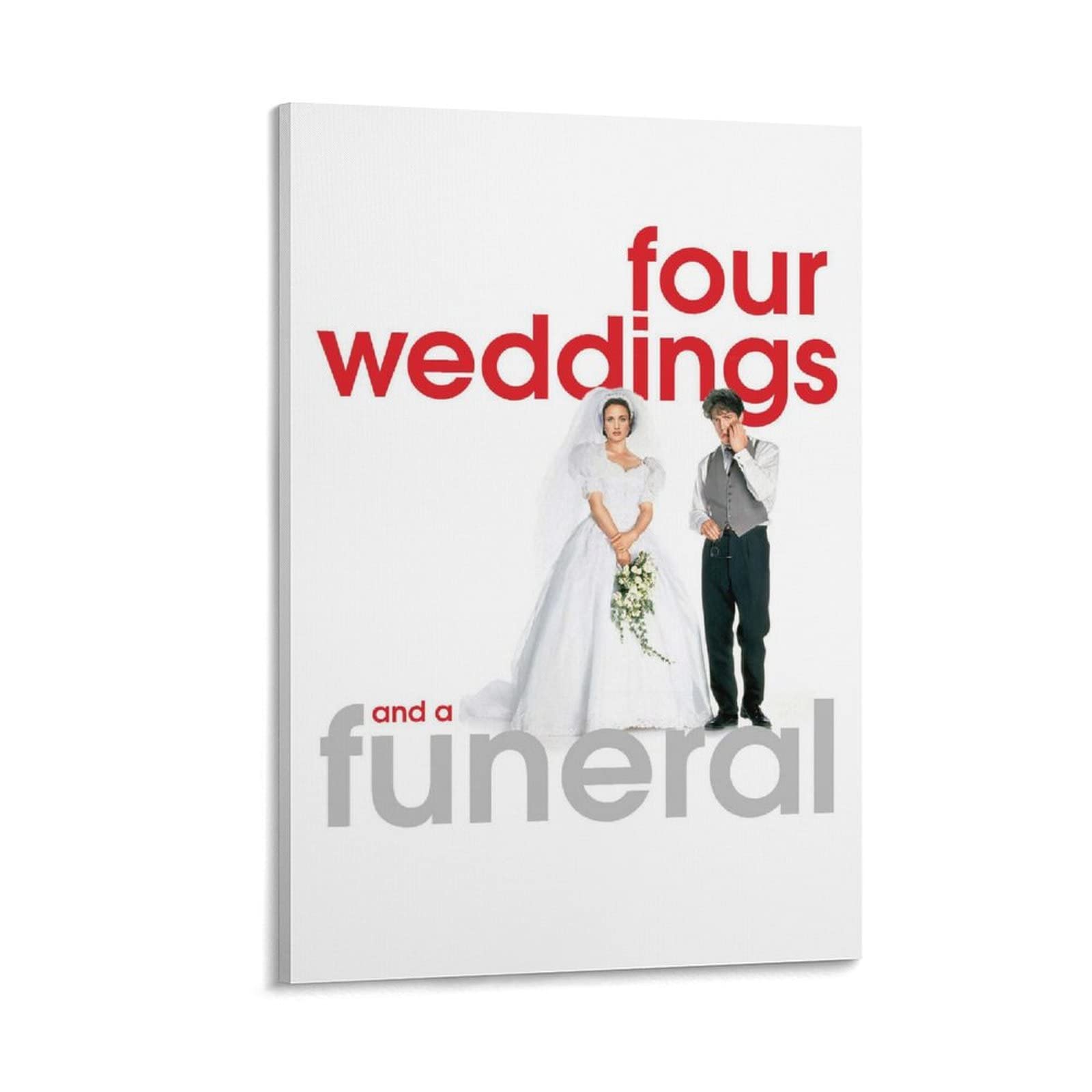 JIANGBEI Four Weddings and A Funeral Movie Poster - Romantic Comedy Wall Art Canvas Print (24x36 inches, 60x90cm) - Perfect for Living Room Decor, Bedroom Painting & Home Theater Decoration