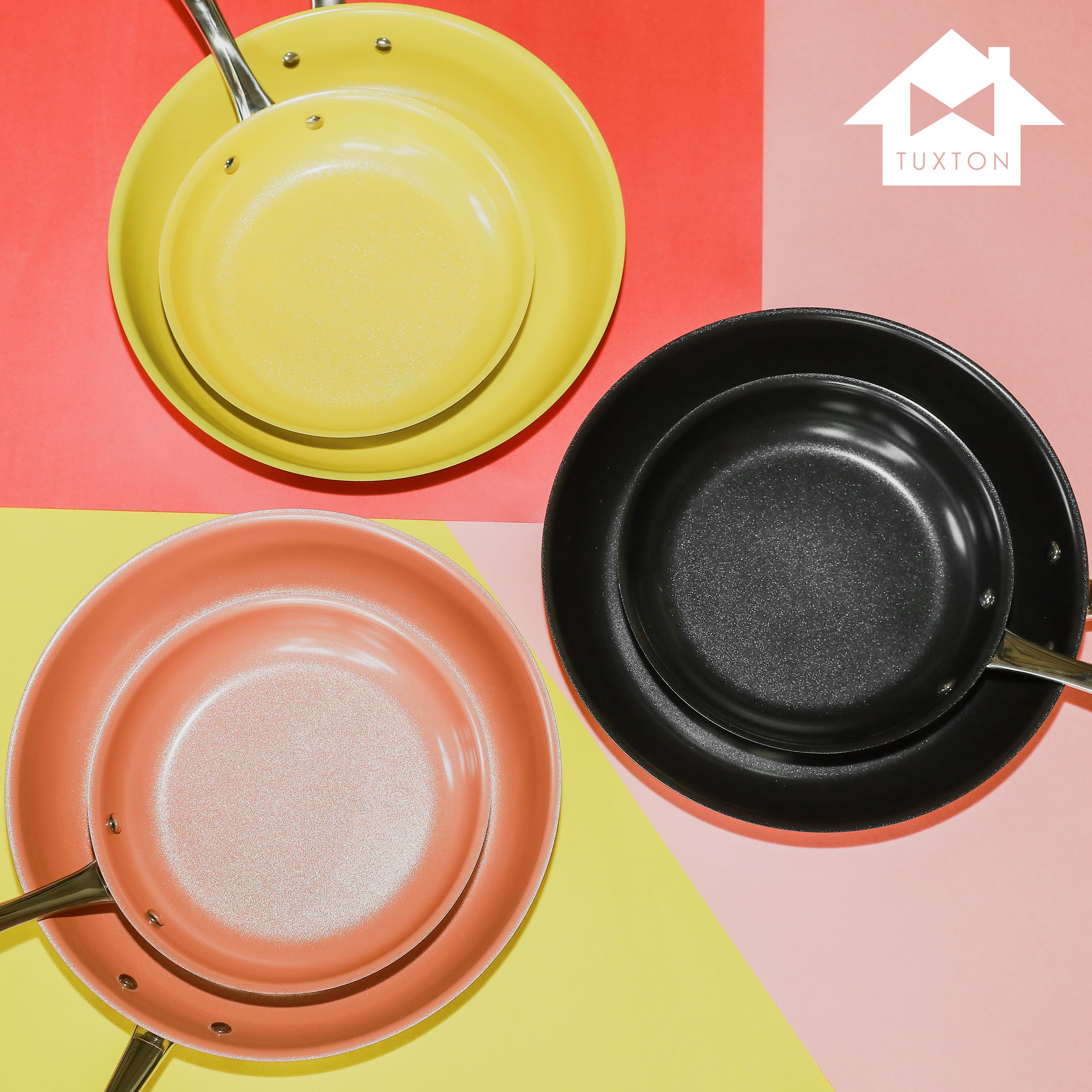 Non Stick Frying Pan Set - 2-Piece Stainless Steel Cookware with Ceramic Coating (8