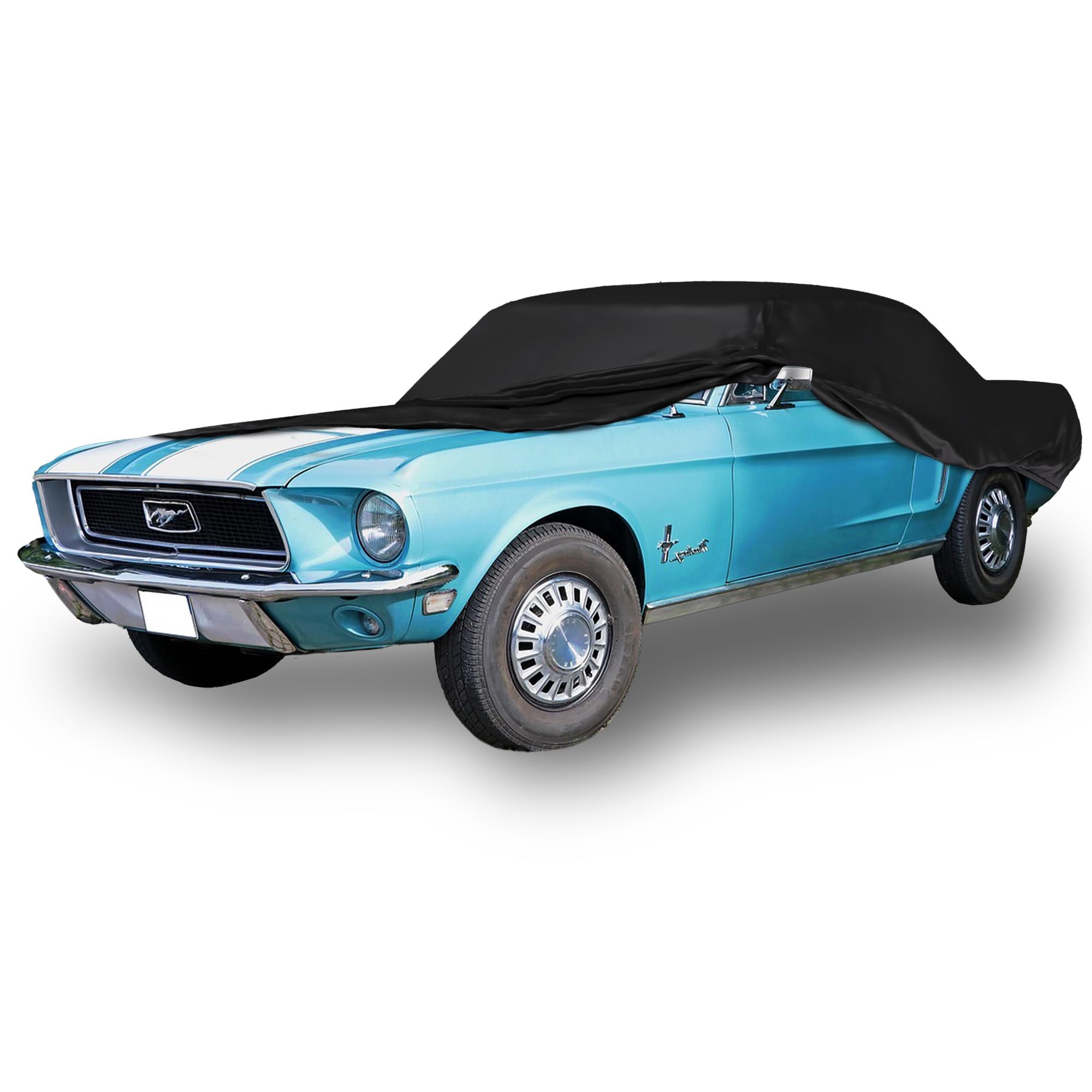 Scratch-Resistant Indoor Car Cover for 1964-1968 Ford Mustang | Black Satin Ultra Soft Material | Weatherproof Protection | Perfect for Garage Storage & Car Shows